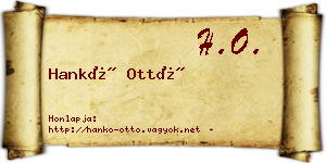 Hankó Ottó névjegykártya